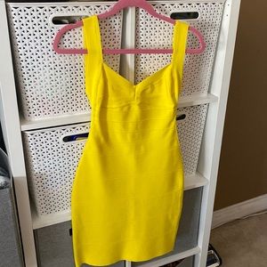 Yellow backless bandage bodycon dress